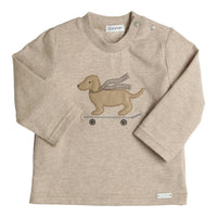 T-shirt lange mouw Aerochine Skatende Teckel Beige
