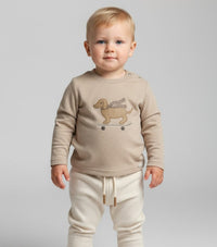 T-shirt Manches Longues Aerochine Teckel Skateur Beige