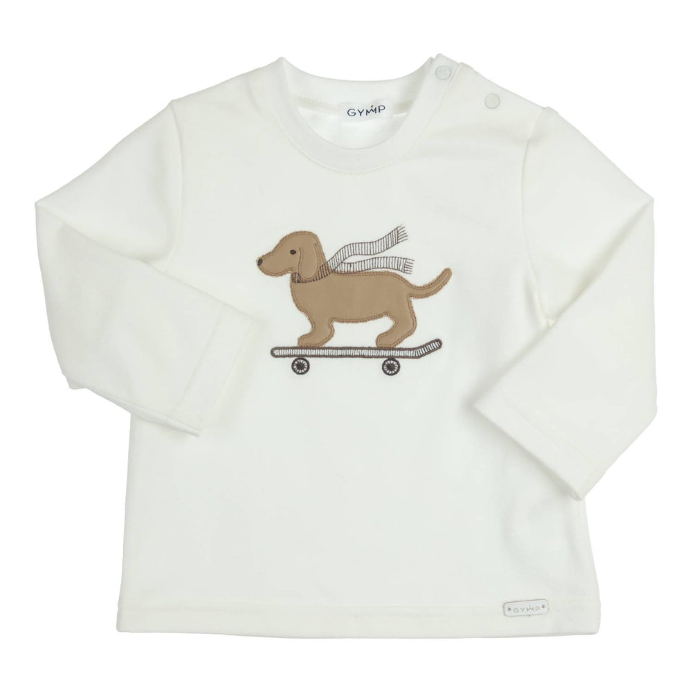 T-shirt lange mouw Aerodoux Skatende Teckel Gebroken Wit