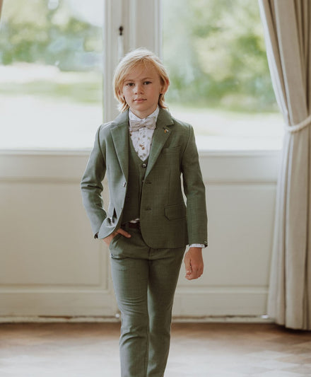 Driedelig groen kostuum