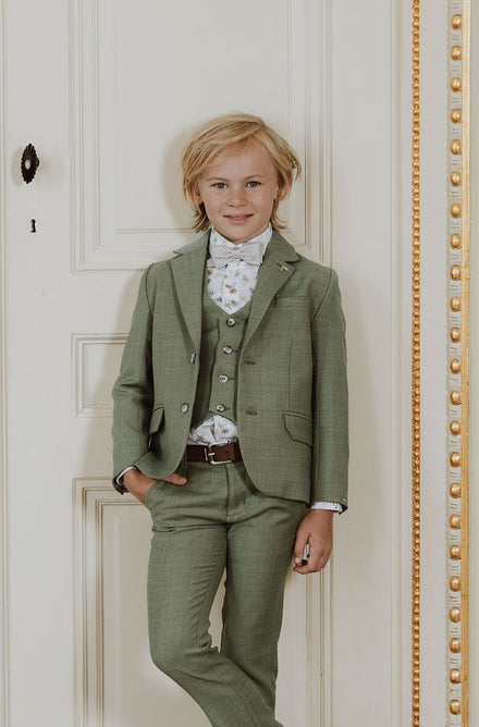 Driedelig groen kostuum