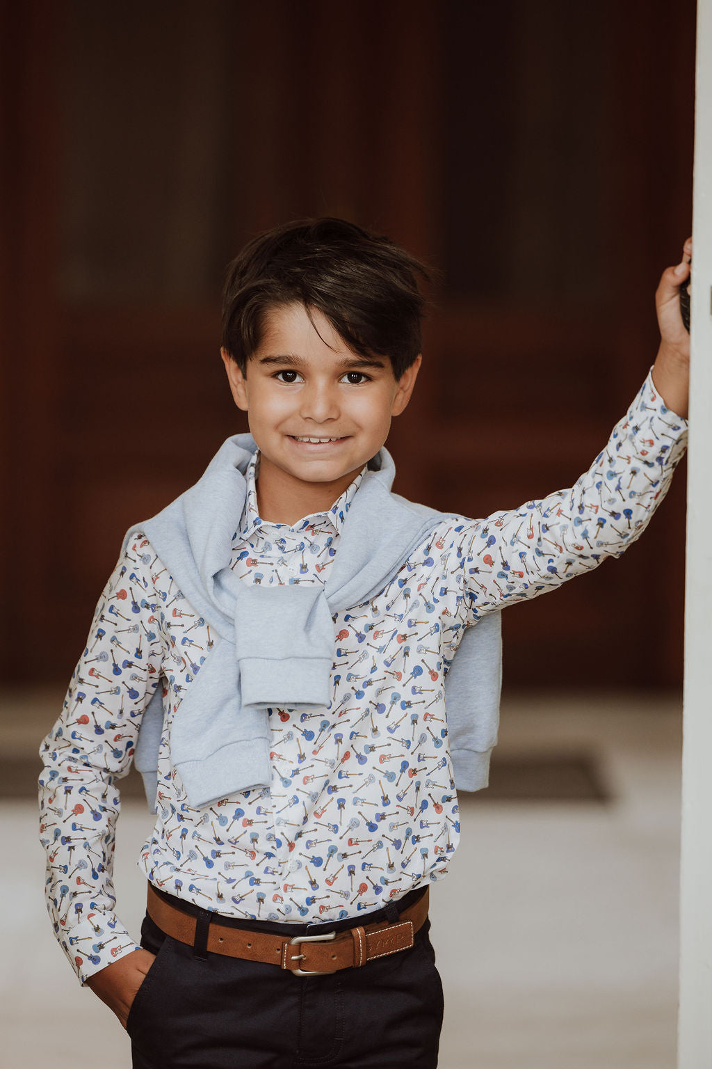 Printhemd met gitaarmotief