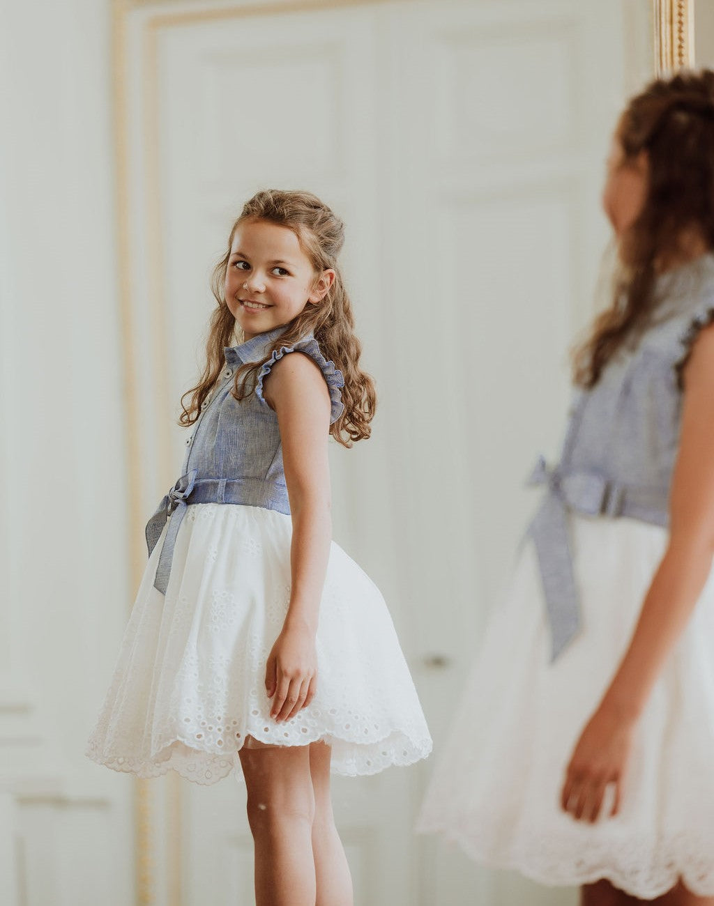 Jurk met denim top & kanten rok