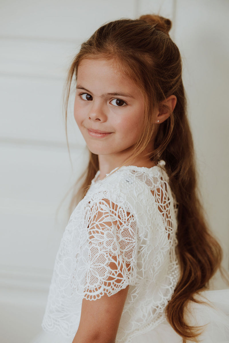 Witte tule jurk met strik