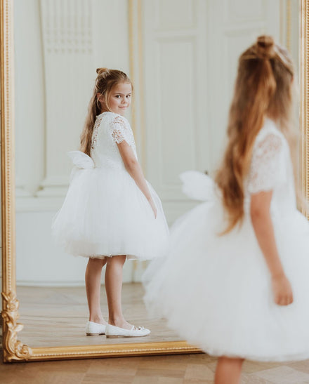 Witte tule jurk met strik